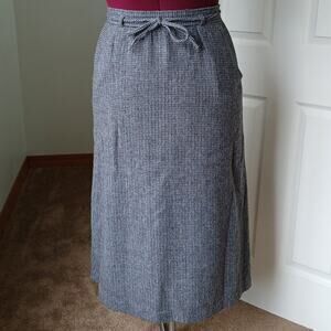 Vintage Wool Pencil Skirt 15/16 maxi houndstooth pockets matching tie belt